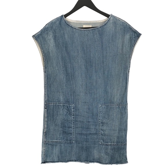 ARITZIA Wilfred Free Denim Dress Nori Frayed fringe hem. Jean dress oversized XS - Picture 15 of 16